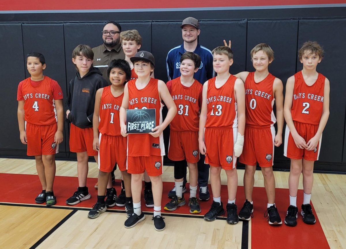 Days Creek B Team players pose after winning the Little Fir League tournament Saturday in Glendale.